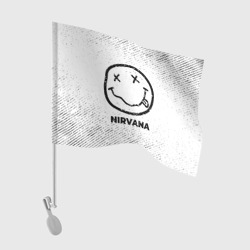 Флаг для автомобиля Nirvana с потертостями на светлом фоне