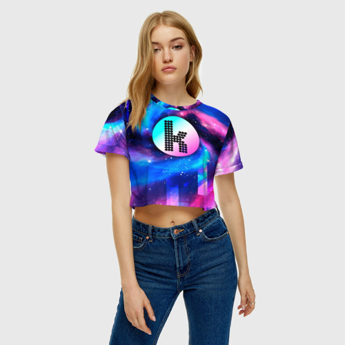 Женская футболка Crop-top 3D The Killers неоновый космос, цвет 3D печать - фото 3