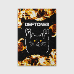 Обложка для паспорта матовая кожа Deftones рок кот и огонь