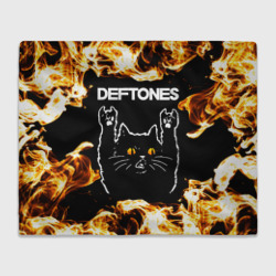 Плед 3D Deftones рок кот и огонь