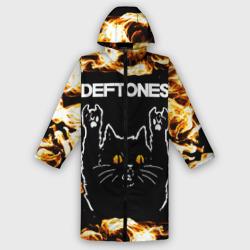 Женский дождевик 3D Deftones рок кот и огонь