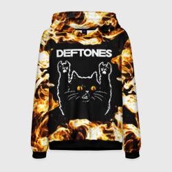 Мужская толстовка 3D Deftones рок кот и огонь