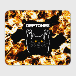 Прямоугольный коврик для мышки Deftones рок кот и огонь