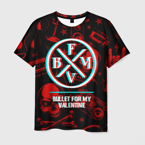 Мужская футболка 3D Bullet For My Valentine rock glitch, цвет 3D печать