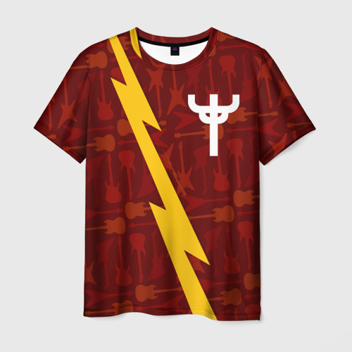 Мужская футболка с принтом Judas Priest гитары и молния, вид спереди №1