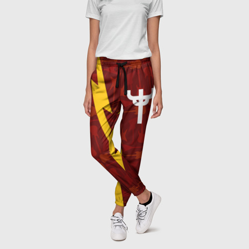 Женские брюки 3D с принтом Judas Priest гитары и молния, фото на моделе #1
