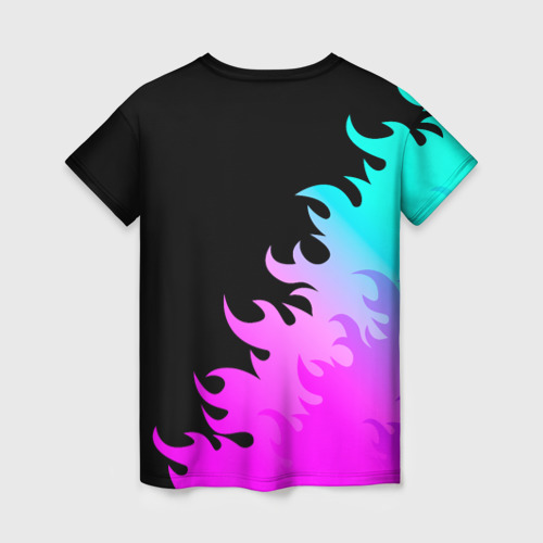 Женская футболка 3D с принтом Ozzy Osbourne неоновый огонь, вид сзади #1