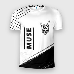 Мужская футболка 3D Slim Muse и рок символ на светлом фоне