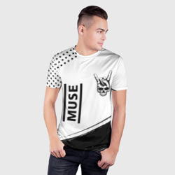Мужская футболка 3D Slim Muse и рок символ на светлом фоне - фото 2
