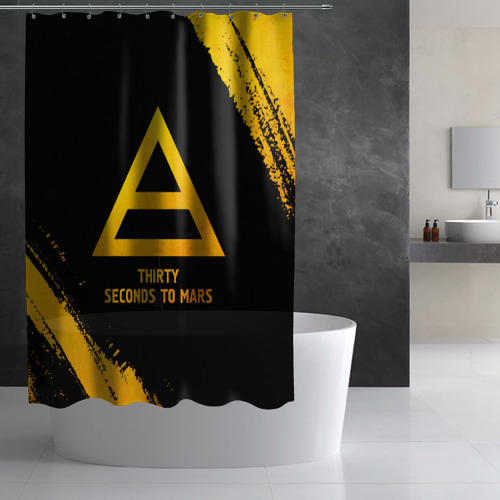 Штора 3D для ванной Thirty Seconds to Mars - gold gradient - фото 2