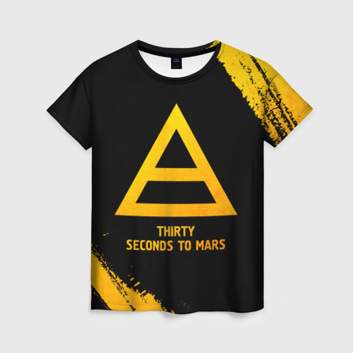 Женская футболка 3D Thirty Seconds to Mars - gold gradient, цвет 3D печать