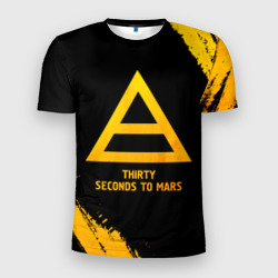 Мужская футболка 3D Slim Thirty Seconds to Mars - gold gradient