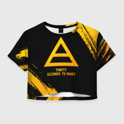 Женская футболка Crop-top 3D Thirty Seconds to Mars - gold gradient