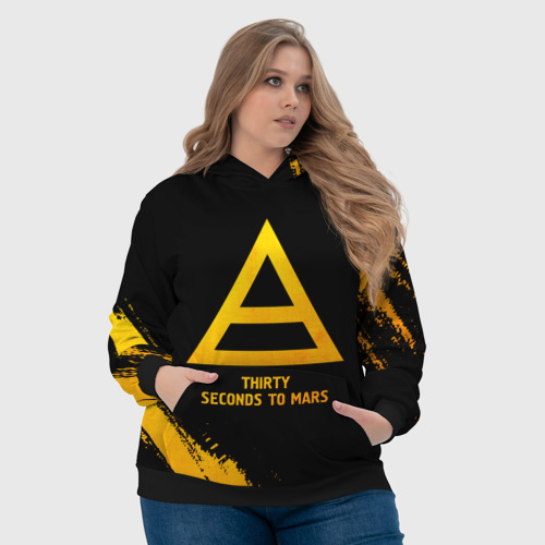 Женская толстовка 3D Thirty Seconds to Mars - gold gradient, цвет 3D печать - фото 6