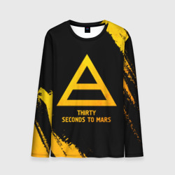 Мужской лонгслив 3D Thirty Seconds to Mars - gold gradient