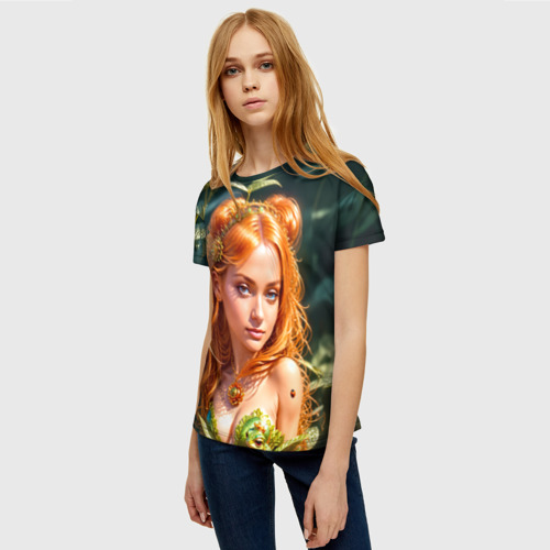 Женская футболка 3D Девушка фея с лягушкой, цвет 3D печать - фото 3