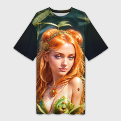 Платье-футболка 3D Девушка фея с лягушкой