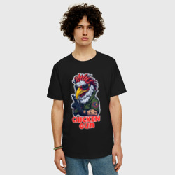Мужская футболка хлопок Oversize Чикен Ган - куриный пистолет - фото 2