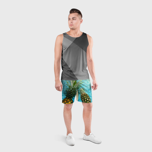 Мужские шорты спортивные с принтом Ананас в океане, вид сбоку #3