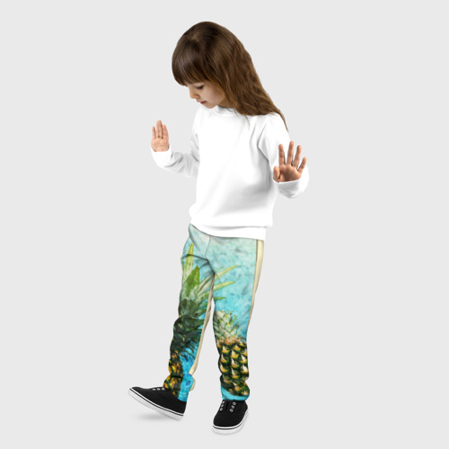Детские брюки 3D с принтом Ананас в океане, фото на моделе #1