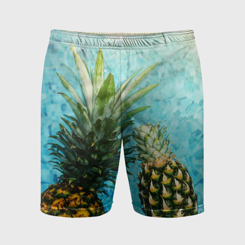 Мужские шорты спортивные с принтом Ананас в океане, вид спереди #2
