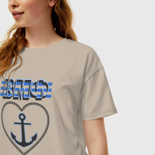 Женская футболка хлопок Oversize 30 июля ВМФ, цвет миндальный - фото 3