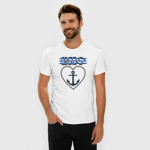 Мужская футболка хлопок Slim 30 июля ВМФ, цвет белый - фото 3