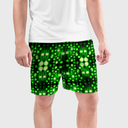 Мужские шорты спортивные Ярко-зелёный точечный узор - фото 2