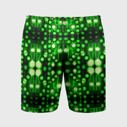 Мужские шорты спортивные Ярко-зелёный точечный узор