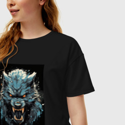 Женская футболка хлопок Oversize Синий волк - фото 2