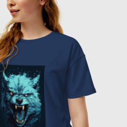 Женская футболка хлопок Oversize Blue wolf - фото 2
