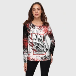Женский лонгслив 3D Демон-лис - человек-бензопила - фото 2
