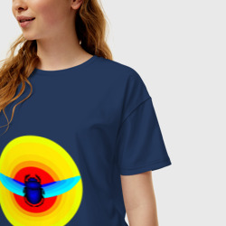 Женская футболка хлопок Oversize Летящий скарабей - фото 2