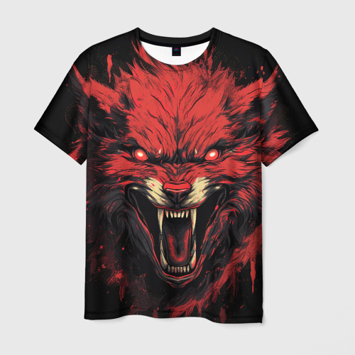 Мужская футболка 3D Red wolf, цвет 3D печать