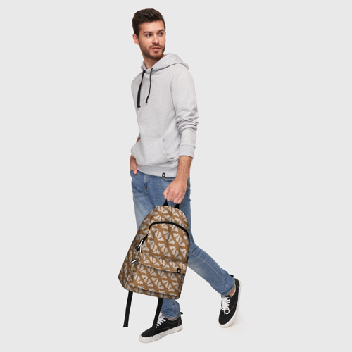Рюкзак 3D с принтом Павлиноглазка атлас паттерн на коричневом фоне, фото #5