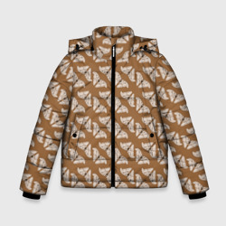 Зимняя куртка для мальчиков 3D Павлиноглазка атлас паттерн на коричневом фоне