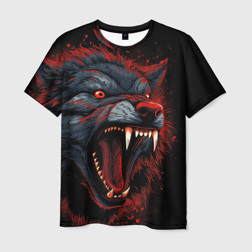 Мужская футболка 3D Агрессивный волк, цвет 3D печать