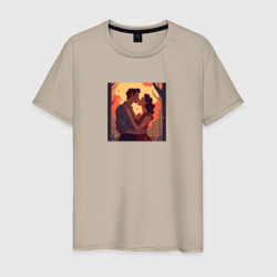 Мужская футболка хлопок Пара влюбленных целуются