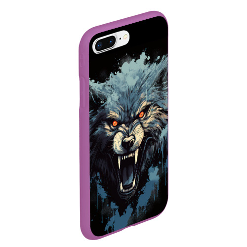Чехол для iPhone 7Plus/8 Plus матовый с принтом Blue black  wolf, вид сбоку #3