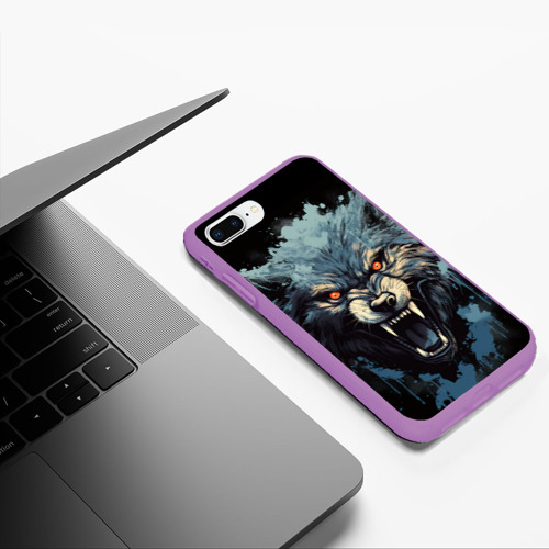 Чехол для iPhone 7Plus/8 Plus матовый с принтом Blue black  wolf, фото #5