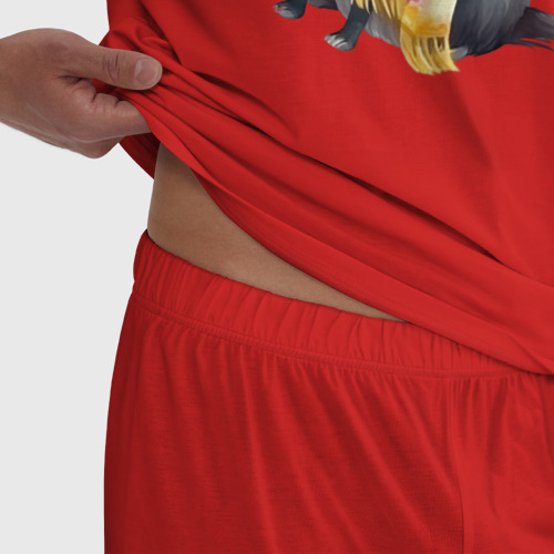 Мужская пижама хлопок Лучший друг - чихуахуа черный длинношерстный, цвет красный - фото 6