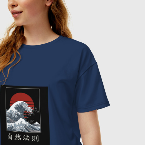 Женская футболка хлопок Oversize с принтом Солнечное цунами, фото на моделе #1