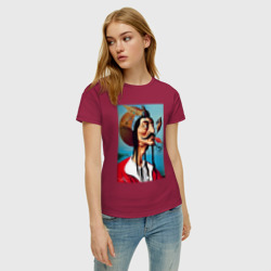 Женская футболка хлопок Портрет Сальвадора Дали - нейросеть - фото 2