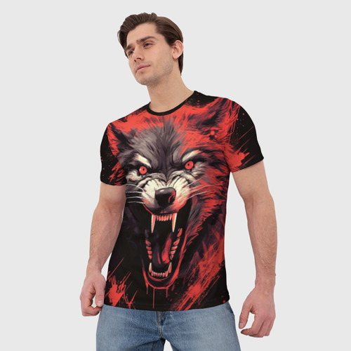 Мужская футболка 3D Злой волк, цвет 3D печать - фото 3