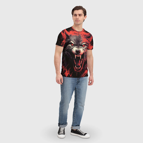 Мужская футболка 3D Злой волк, цвет 3D печать - фото 5