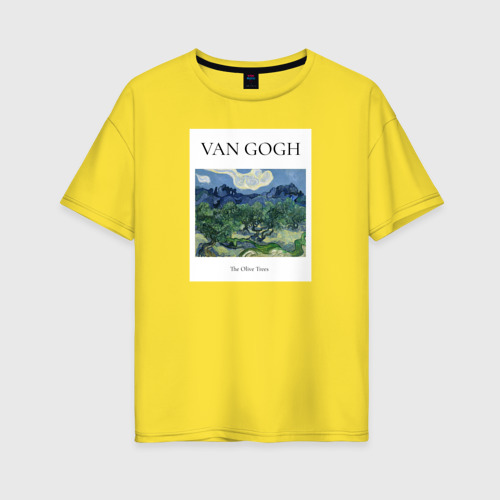 Женская футболка хлопок Oversize Ван Гог Van Gogh, цвет желтый