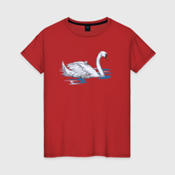 Женская футболка хлопок Лебедь с лебедятами