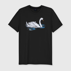 Мужская футболка хлопок Slim Лебедь с лебедятами