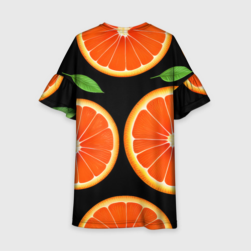Детское платье 3D с принтом Апельсины в разрезе, вид сзади #1
