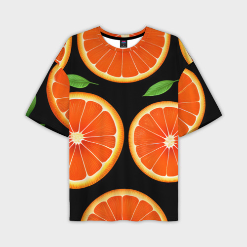 Мужская футболка oversize 3D Апельсины в разрезе, цвет 3D печать